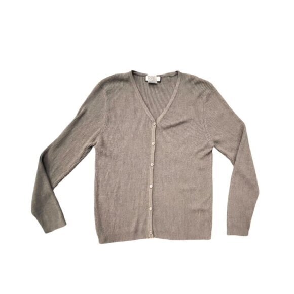 Bice Cardigan Sweater Women's Size Large Dark Grey Business Casual Fitted Button - Picture 6 of 11